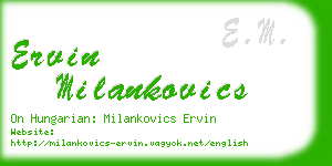 ervin milankovics business card